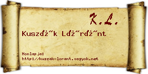 Kuszák Lóránt névjegykártya